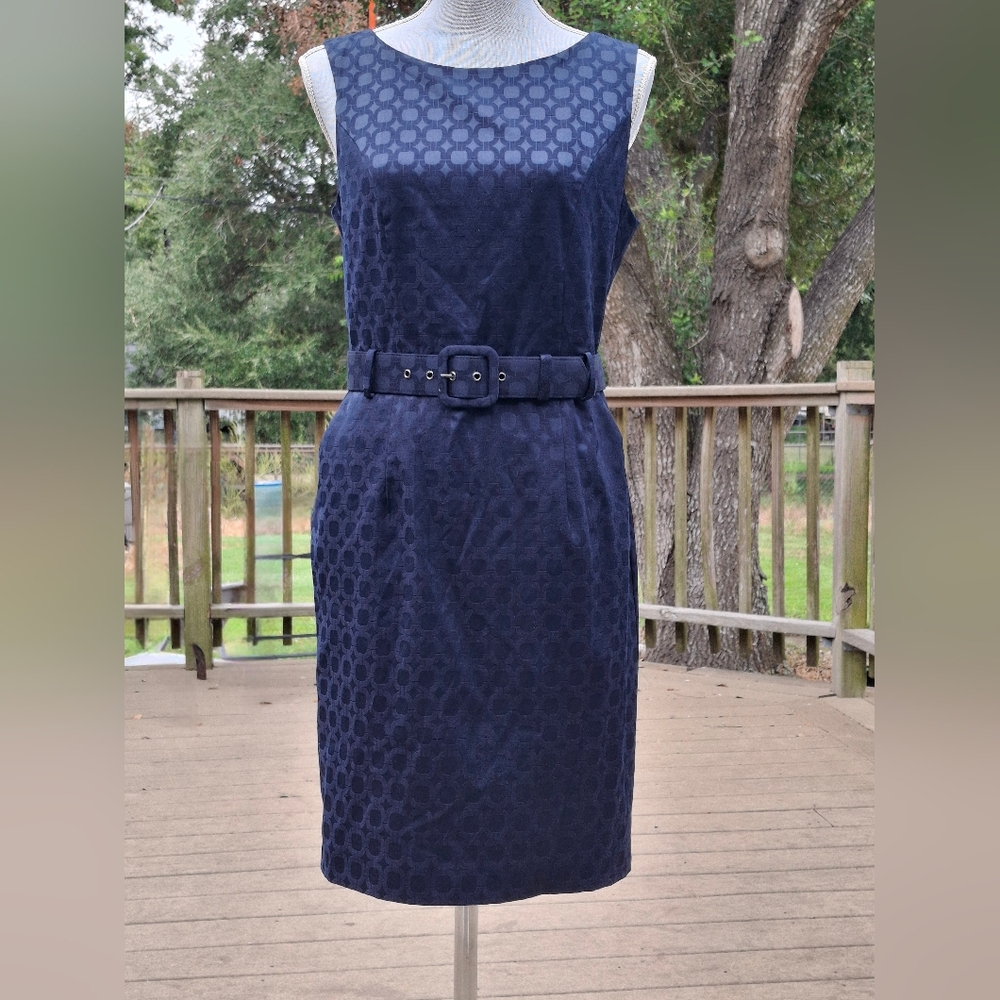 Banana Republic Navy Jacquard Midi Dress